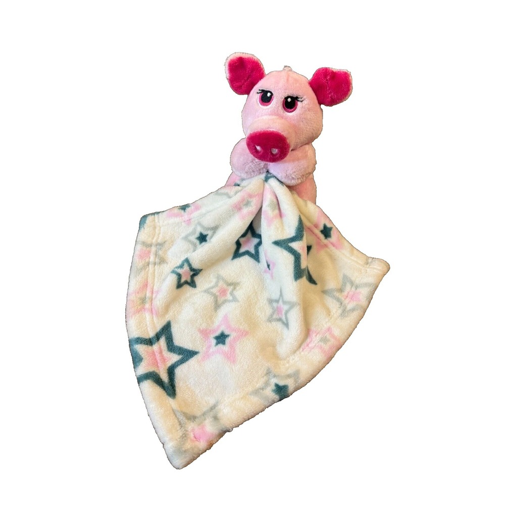 Little Beginnings Pig Lovey Plush Security Blanket Baby Stars Stuffed Pink‎